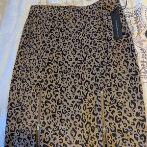 Black Label Faux Suede Leopard Skirt